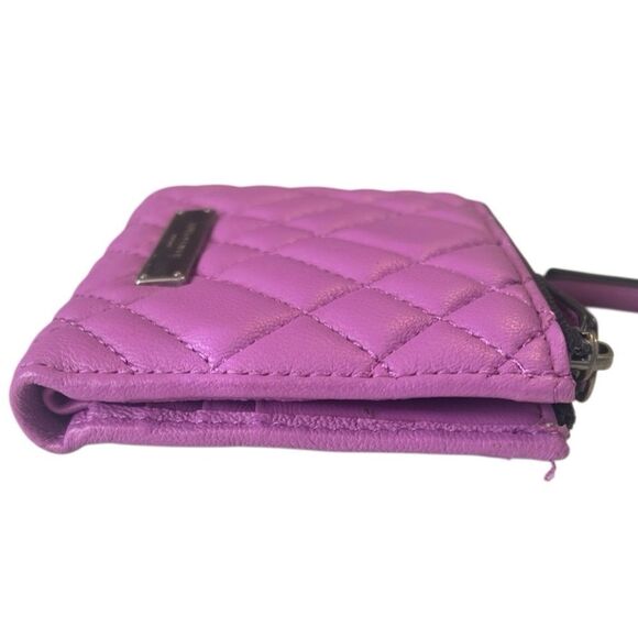 Kurt Geiger Purple  Leather Quilted Double Coin Bifold Wallet EUC - Picture 3 of 12